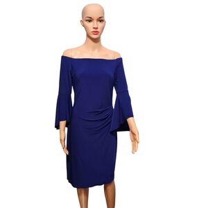 Lauren Ralph Lauren Off The Shoulder Bell Sleeve Sheath Dress Sz 6